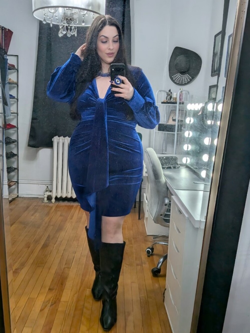Royal Blue Velvet Dress